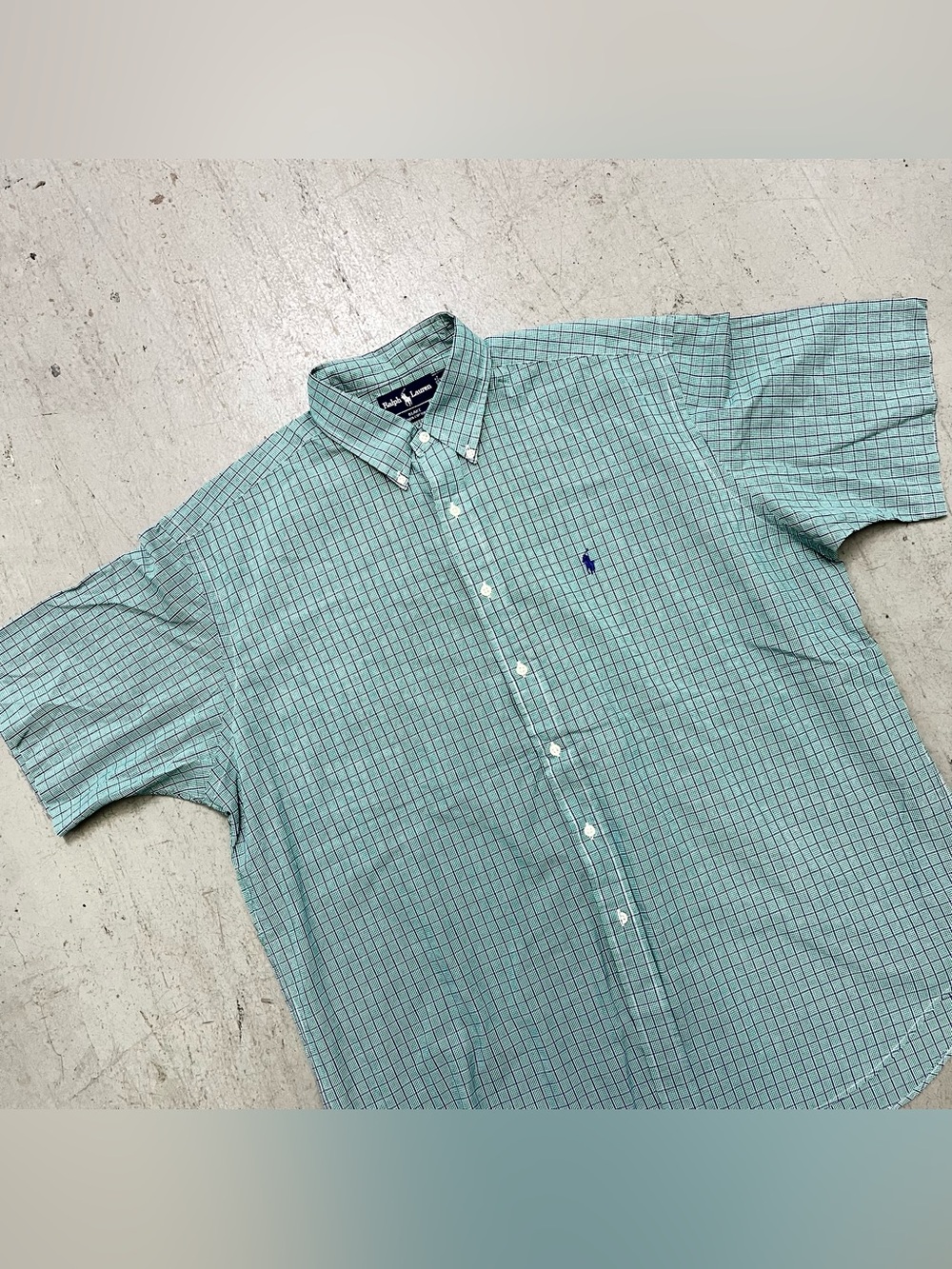 Ralph Lauren Men’s Blake Short Sleeve button-down shirt Green Purple Size XL